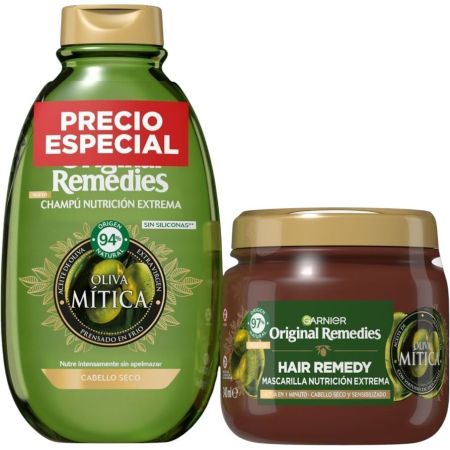 Original Remedies Oliva Mítica Pack Formato Especial Set de cuidado capilar nutre intensamente suavizando y reparando para cabello reseco y sensibilizado