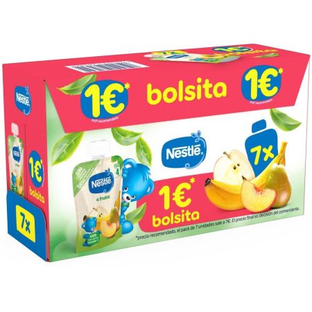 Nestle Bolsitas 4 Frutas Bolsitas elaboradas con frutas 100% naturales a partir de 4 meses 7x90 gr