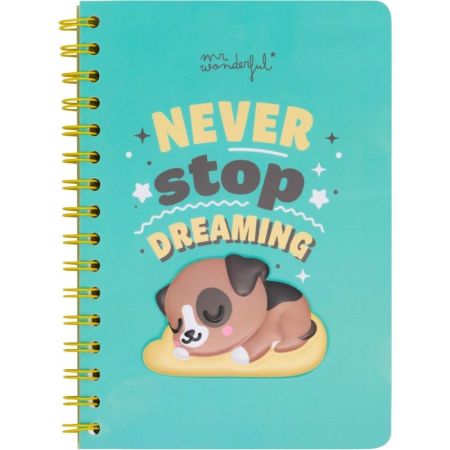 Mr. Wonderful Libreta A5 Never Stop Dreaming Libreta con interior de hojas blancas y portada en 3d ideal para tus apuntes 80 páginas