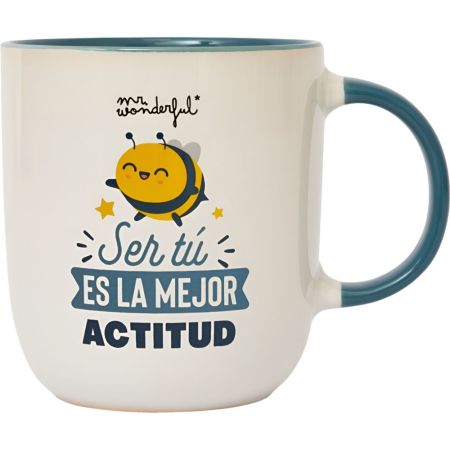 Mr. Wonderful Taza Ser Tú Es La Mejor Actitud Taza de cerámica con diseño y mensaje motivacional ideal para arrancar el día con una sonrisa 370 ml