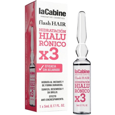 Lacabine Flash Hair Hidratación Hialurónico X3 Ampolla capilar antiencrespamiento máxima hidratación al instante 5 ml