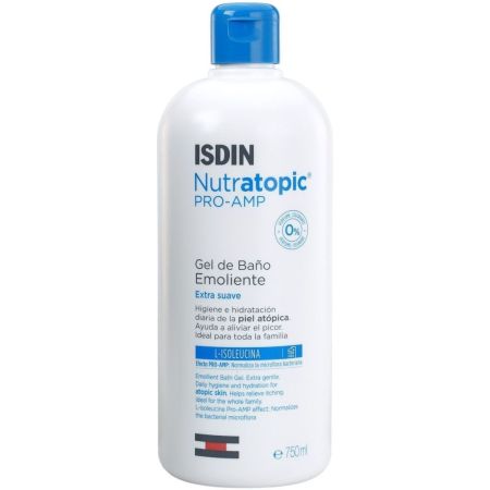 Isdin Nutratopic Pro-Amp Gel De Baño Emoliente Extra Suave Gel de ducha higiene diaria para piel atópica 750 ml