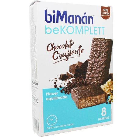 Bimanan Bekomplett Chocolate Crujiente Complemento Alimenticio Complemento alimenticio sin gluten ayuda a la bajada de peso 8 uds