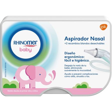 Rhinomer Baby Aspirador Nasal + 2 Recambios Aspirador nasal para bebés despeja la nariz eliminando suavemente la molesta mucosidad