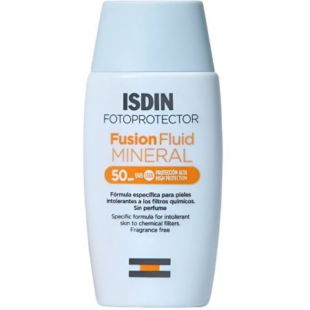 Isdin Fusion Fluid Mineral Fotoprotector Spf50 Protector solar para la piel sensible atópica o intolerante a filtros químicos 50 ml