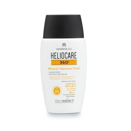 Heliocare Protector Solar 360º Mineral Tolerance Fluid Spf 50 Protector solar de filtros exclusivamente minerales textura ligera 50 ml