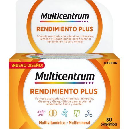 Multicentrum Rendimiento Plus Complemento Alimenticio Multivitamínico y multimineral refuerza el rendimiento físico y mental 30 uds