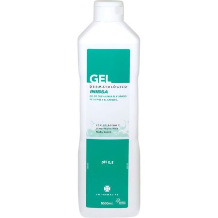 Inibsa Gel Dermatológico Gel de ducha dermatológico hidratante  piel más suave y lisa con colágeno 1000 ml