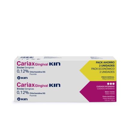 Kin Cariax Gingival Pasta Dentífrica Duplo Pack Ahorro Pasta de dientes cuidado intensivo de las encías delicadas y control de placa dental 2x125 ml