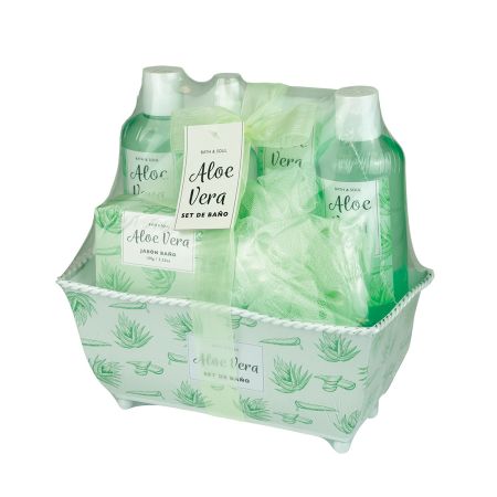 Markant Aloe Vera Set de baño aloe vera de 6 piezas en una cesta de latón