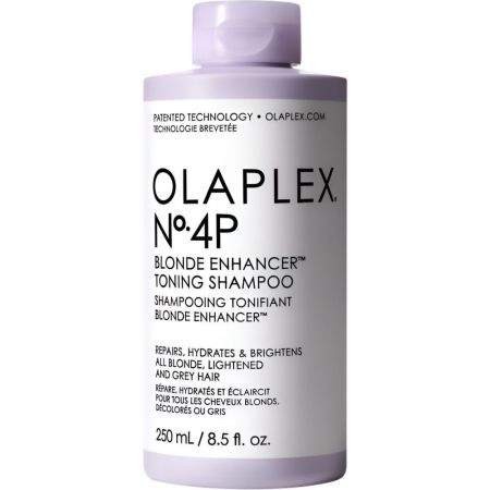 Olaplex Nº-4p Blonde Enhancer Toning Shampoo Champú sin sulfatos fortalece suaviza y neutraliza tonos amarillos cabello más brillante 250 ml