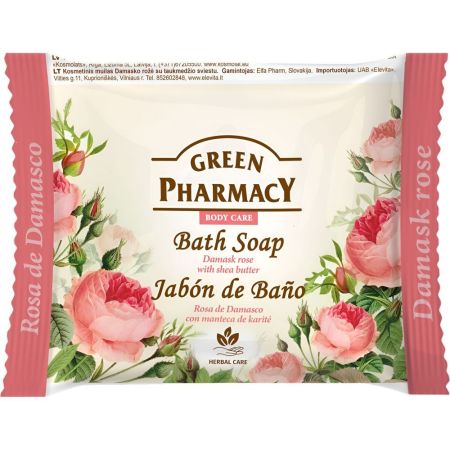 Green Pharmacy Rosa De Damasco Con Manteca De Karité Jabón De Baño Gel de de ducha en pastilla limpia la piel de forma suave y efectiva dejando un agradable aroma 100 gr