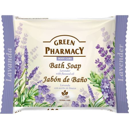 Green Pharmacy Body Care Bath Soap Lavender With Flaxseed Oil Jabón de manos en pastilla limpia de forma suave y efectiva con lavanda 100 gr