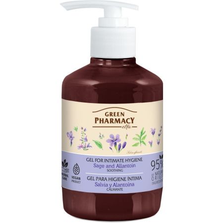 Green Pharmacy Salvia Y Alontína Gel Para Higiene Íntima Gel de higiene íntima limpia e hidrata proporcionando sensación de frescura y comodidad 370 ml