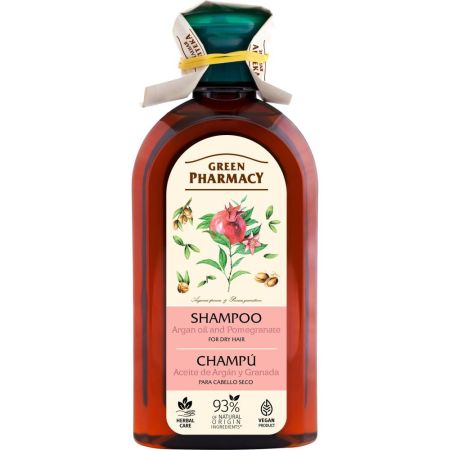 Green Pharmacy Aceite De Argán Y Granada Champú Champú fortalece regenera y calma las irritaciones y picores para cabello seco 350 ml