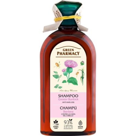 Green Pharmacy Bardana Champú Champú vegano reduce la caída del cabello hidrata y estímula el crecimiento acabado saludable y brillante 350 ml