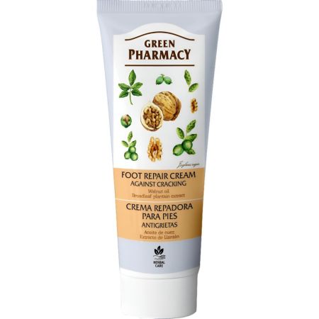 Green Pharmacy Herbal Care Foot Repair Cream Crema de pies reparadora ideal para pies secos y con grietas con aceite de nuez 75 ml