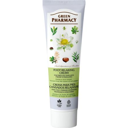 Green Pharmacy Crema Para Pies Cansados Relajante Crema de pies relajante elimina dolencias alivia inflamación y ardor mejorando la circulación 100 ml