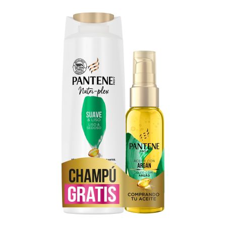 Pantene Pro-V Nutri-Plex Suave &  Liso Champú + Pro V Aceite Argán Pack cabello suave y liso