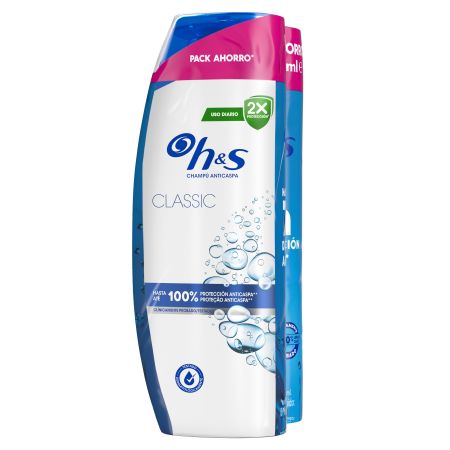 H&S Classic Champú Anticaspa Duplo Pack Ahorro Champú anticaspa elimina el picor y la sequedad acabado bonito y saludable 72 horas 2x400 ml