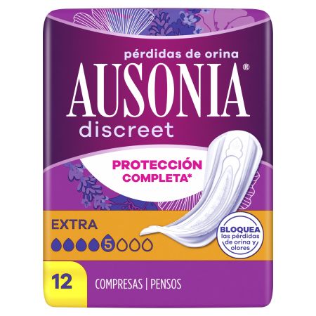 Ausonia Discreet Extra Compresas Compresas superabsorbentes para pérdidas de orina ofrecen una fuerte protección y la discreción 12 uds