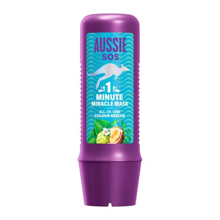 Aussie Sos 1 Minute Colour Rescue Treatment Mascarilla nutritiva de reparación intensiva para cabello seco y teñido 250 ml