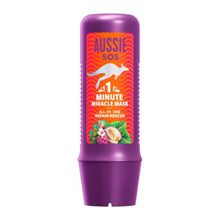 Aussie Sos 1 Minute Miracle Rescue Treatment Mascarilla nutritiva de reparación intensiva para cabello seco y dañado 250 ml