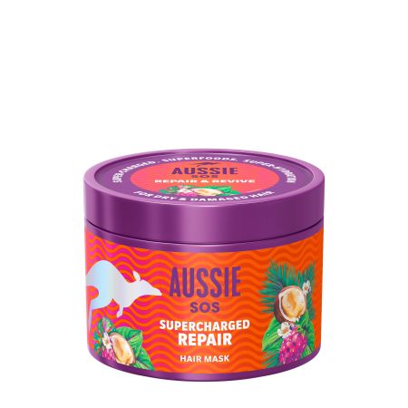 Aussie Sos Supercharged Repair Treatment Mascarilla nutritiva de reparación intensiva para cabello seco y dañado 500 ml