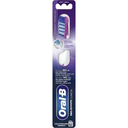 Oral-B Pro-3d White Clinical Cepillo De Dientes Medio Cepillo dental elimina hasta el 90% de las manchas superficiales ofreciendo una limpieza más profunda