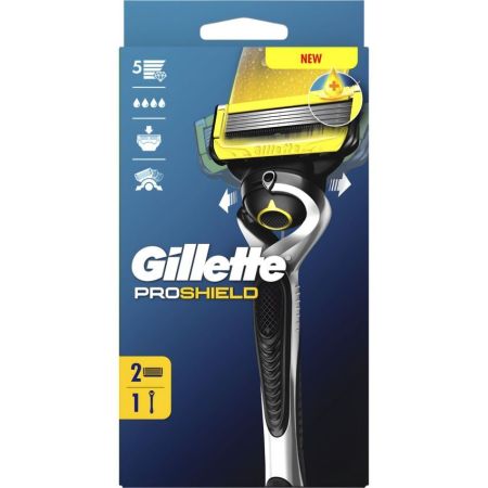 Gillette Proshield Maquinilla De Afeitar Estuche Maquinilla de afeitar con banda lubricante y refrescante ofrece hidratación óptima