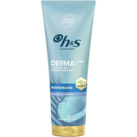 H&S Dermax Pro Hidratación Acondicionador Acondicionador anticaspa e hidratante nutre y revitaliza con ácido para cabello seco dañado y con picor 220 ml