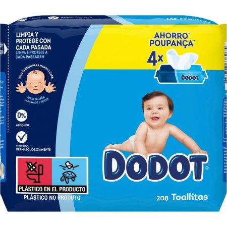 Dodot Toallitas Clásica Pack Toallitas sin alcohol ni parabenos limpian e hidratan en cada pasada ofreciendo fresca fragancia 208 uds