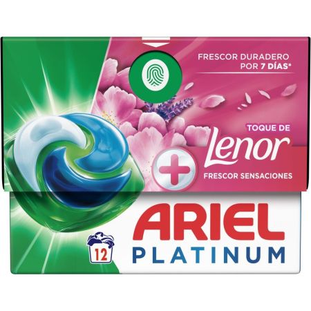 Ariel Detergente Platinum Lenor Frescor Sensaciones Detergente en cápsulas para limpieza en frío ofrece un frescor floral a tu ropa