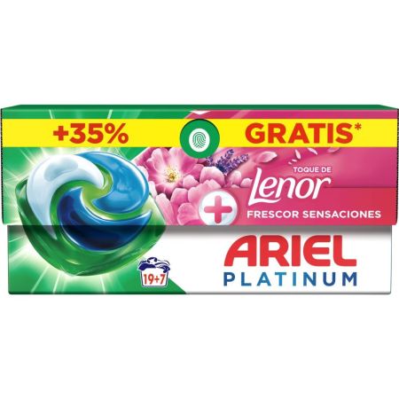 Ariel Detergente Platinum Lenor Frescor Sensaciones Detergente en cápsulas para limpieza en frío ofrece un frescor floral a tu ropa