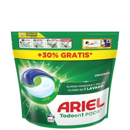 Ariel Detergente Original Todo En 1 Pods Detergente en cápsulas para limpieza profunda quitamanchas ilumina refresca y protege