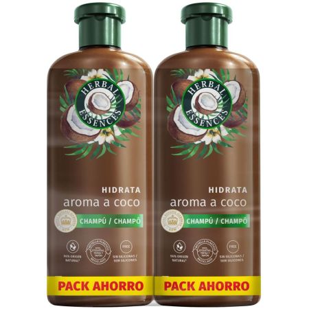 Herbal Essences Aroma A Coco Hidrata Champú Pack Ahorro Champú vegano hidratante con aroma a coco para pelo muy seco 2x350 ml