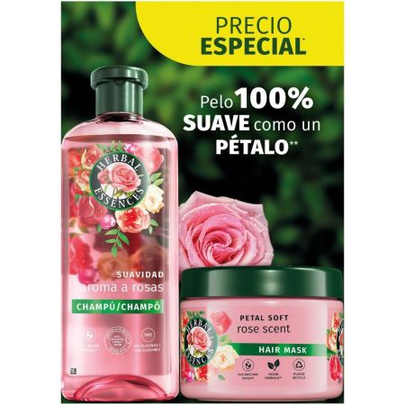 Herbal Essences Aroma A Rosas Precio Especial Set vegano ayuda a trasformar el pelo seco en un pelo rico y sedoso