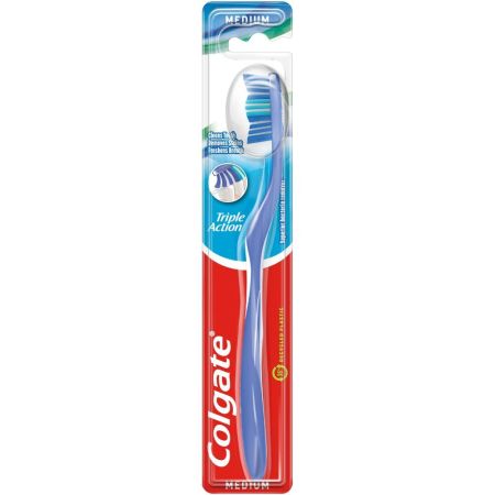 Colgate Cepillo Dental Medium Triple Acción Cepillo de dientes elimina las manchas de la superficie proporcionando aliento fresco