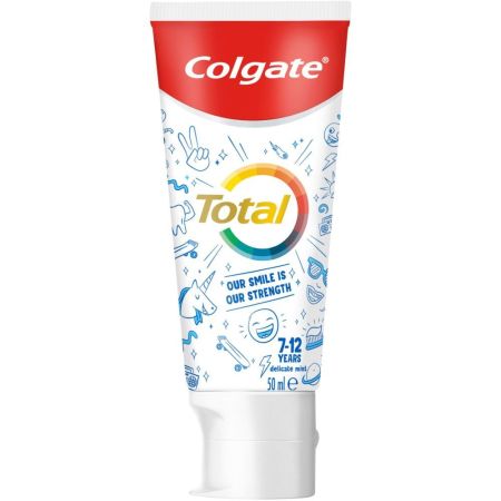 Colgate Dentífrico Total Whole Mouth Health 7-12 Años Pasta de dientes infantil proporciona protección superior con sabor a menta suave 50 ml