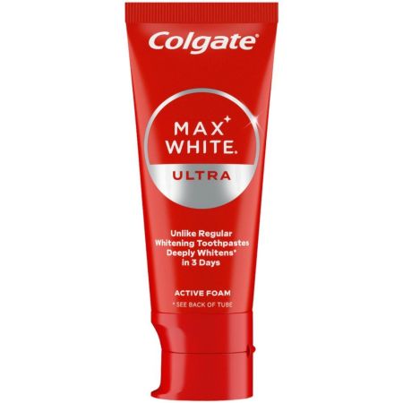 Colgate Dentífrico Max White Ultra Active Foam Pasta de dientes blanqueante elimina las manchas superficiales 50 ml