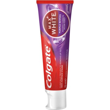 Colgate Dentífrico Max White Purple Reveal Pasta de dientes protege contra las caries y corrige los tonos amarillos 75 ml