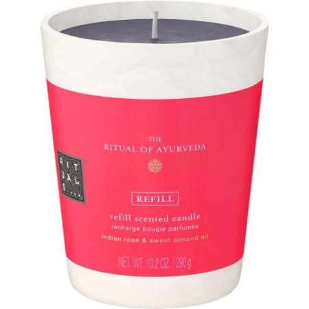 Rituals The Ritual Of Ayurveda Scented Candle Recarga Vela aromática perfumada con aroma a rosa de la india y aceite de almendra ofrece hasta 50 horas de duración 290 gr