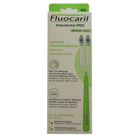 Fluocaril Interdental Pro Systéme Interchangeable Medio Recargable Cepillo interdental limpieza ultraprecisa incluso en zonas de difícil acceso