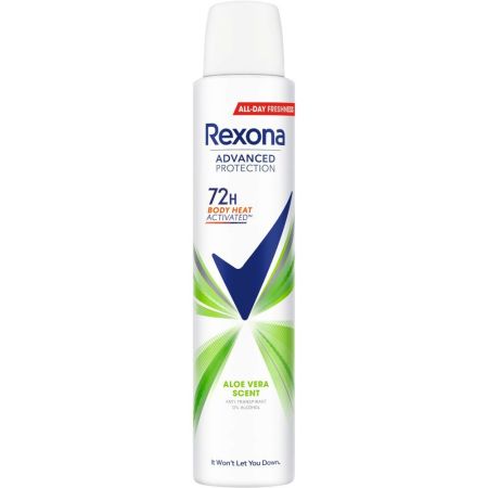 Rexona Advanced Protection Aloe Vera Scent Desodorante Spray Desodorante antitranspirante protección avanzada de aloe vera  0% alcohol 72 horas 200 ml