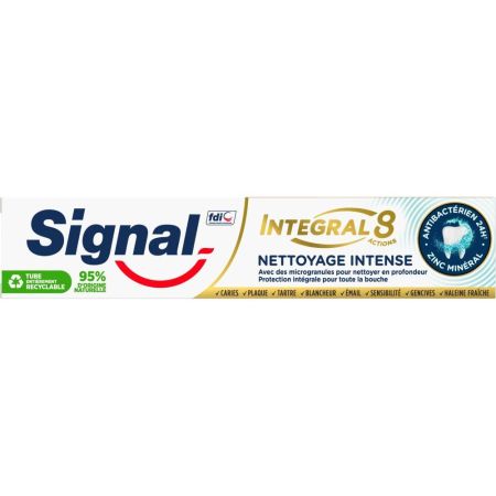 Signal Dentífrico Integral 8 Nettoyage Intense Pasta de dientes ofrece una limpieza produnda protegiendo el esmalte para aliento fresco y duradero 75 ml