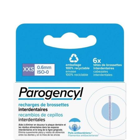 Parogencyl Recambios De Cepillos Interdentales Xxs Bastoncillo para cepillo interdental elimina suavemente placa y restos de alimentos entre los dientes 6 uds