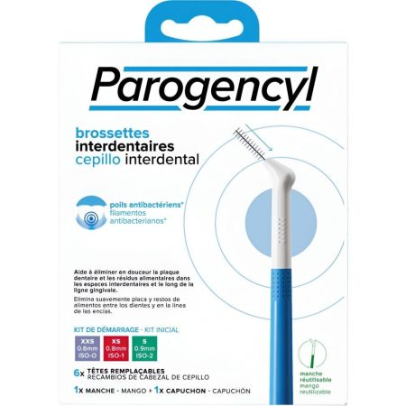 Parogencyl Cepillo Interdental Recargable Cepillo intendental elimina placa y restos de alimentos entre dientes 1 cepillo + 6 recambios