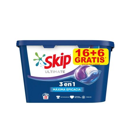 Skip Detergente Ultimate Powercaps 3 En 1 Máxima Eficacia Detergente en cápsulas máxima limpieza dejando tu ropa limpia con un agradable frescor