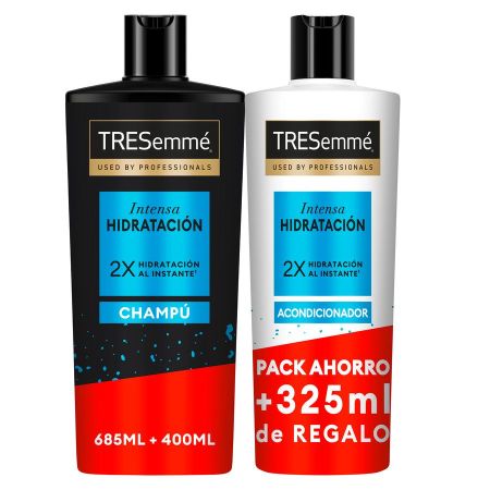 Tresemme Intensa Hidratación Champú+Acondicionador Gratis Pack Ahorro Pack regalo tratamiento de hidratación al instante para cabellos secos o dañados